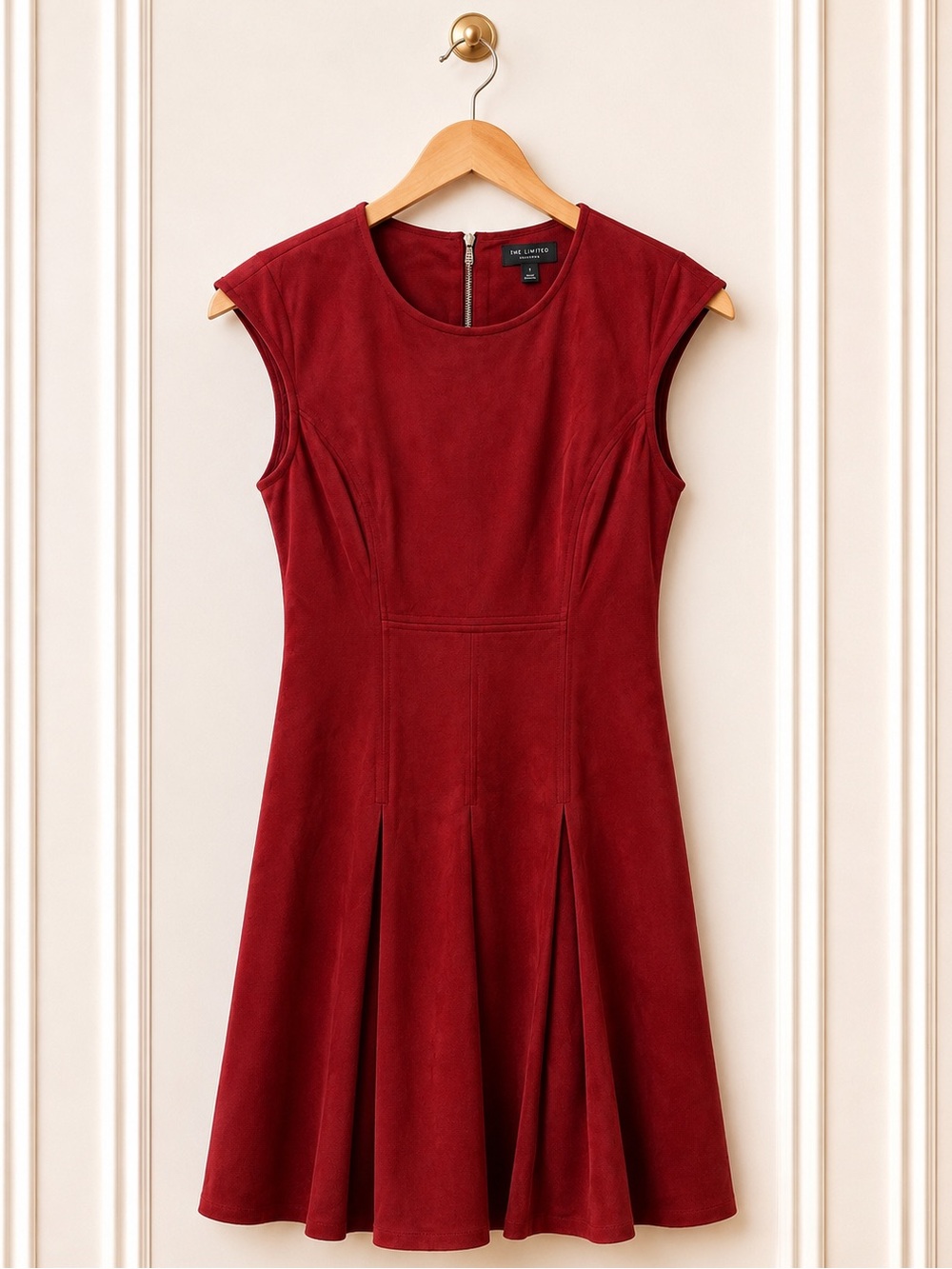 The Limited Rust Faux Suede Fit & Flare Dress Size Small Cap Sleeve